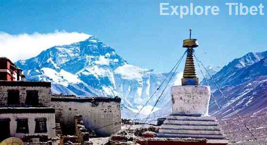 Rongbuk Monastery with Mt. Everest in the background