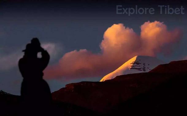 The second prostrating point, as the image shows a devout pilgrim making his prostration towards Mt. Kailsh.