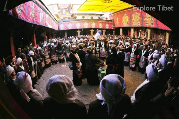 Pilgrims Dancing in celebration of Palden Lhamo's annual union with her lover.