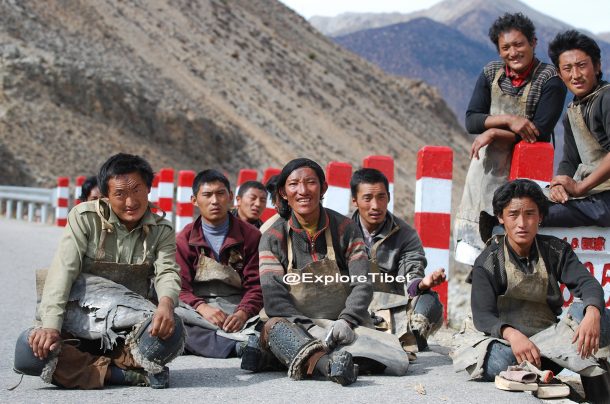 Tibetan Pilgrims are Prostrating 