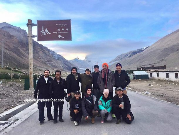 A Group photo at EBC during the Tibet Overland Tour to Kathmandu