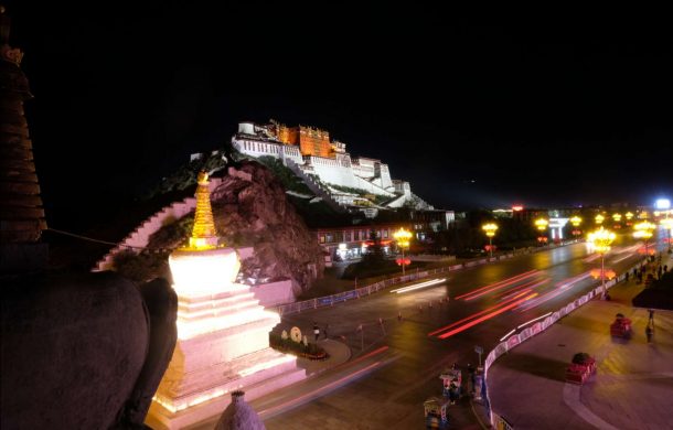 A night scene of the Potala palace in Lhasa