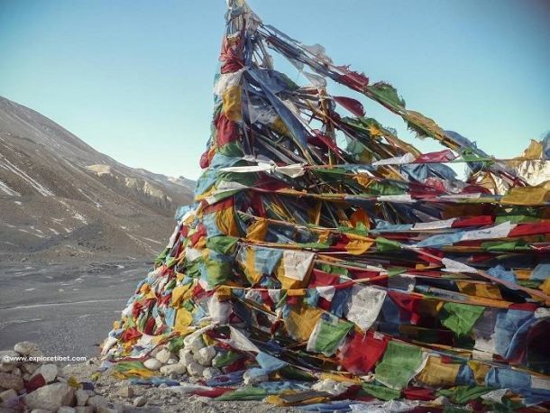 New Prayer Flags strung over and next to old ones