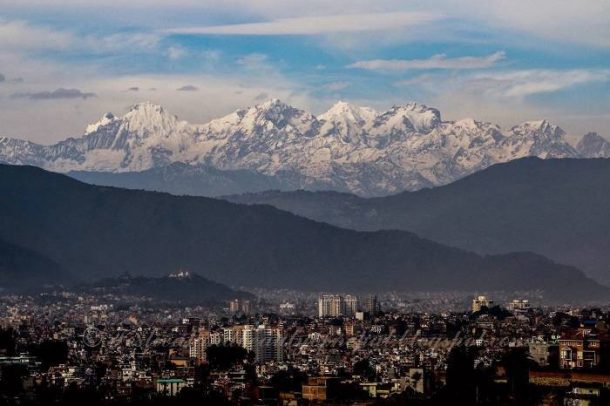 View of the Himalayas from Kathmandu