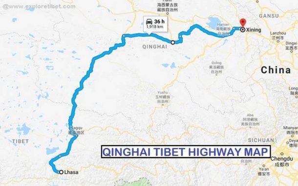Qinghai Tibet Highway Map