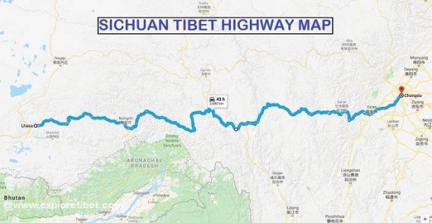 Sichuan Tibet Highway Map
