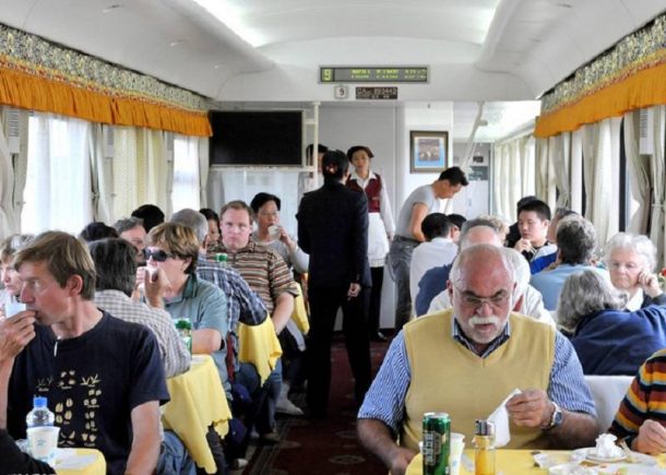 The dining car on the Tibet Train