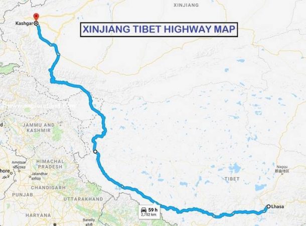 Xinjiang Tibet Highway Map