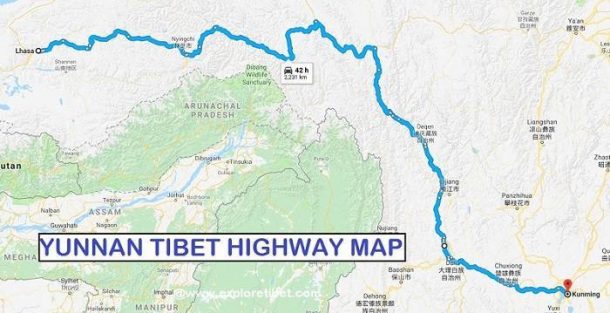 Yunnan Tibet Highway Map