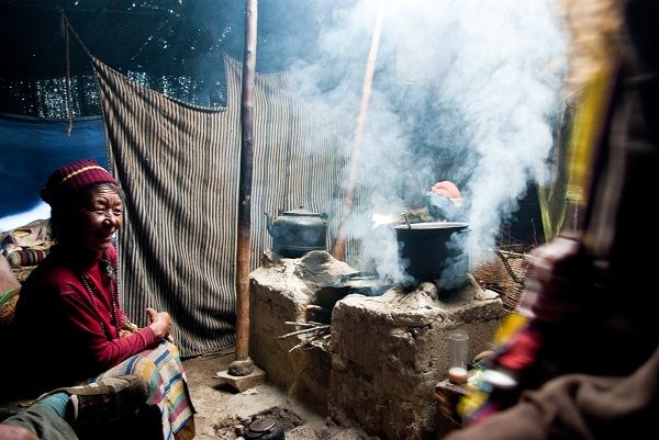 Inside a traditional Tibetan nomad tent