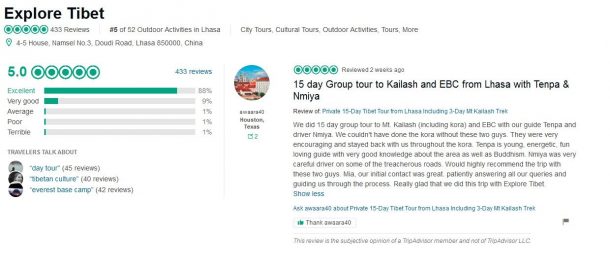 Explore Tibet's five-star ratings on TripAdvisor