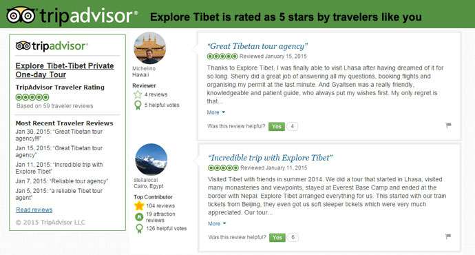 Explore Tibet Received the 2018 Certificate of Excellence from TripAdvisor