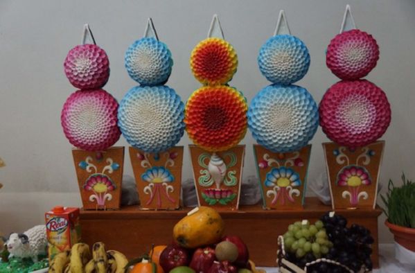 A small Butter Sculpture shrine during the Butter Lamp Festival in Tibet