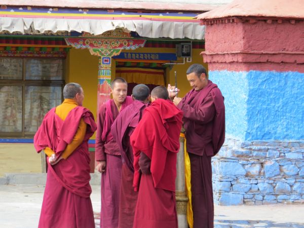 Buddhist monks outside the monastery