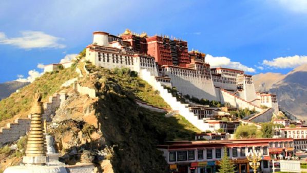 The view of Potala Palace at sunrise