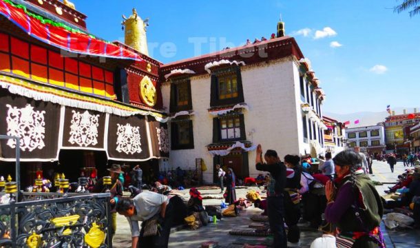 In front of Jokhang Temple in Lhasa- Explore tibet