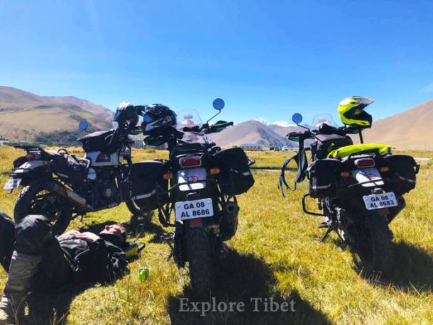 Taking rest from the long ride -Explore Tibet