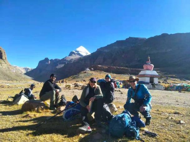 Our every clients wearing sunglasses during their trek around Mount Kailash.