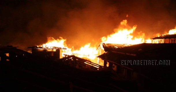 The Tibetan Old Town of Shangri-la was badly destroyed by fire mid night. The Tibetan Old Town of Shangri-la was badly destroyed by fire mid night.