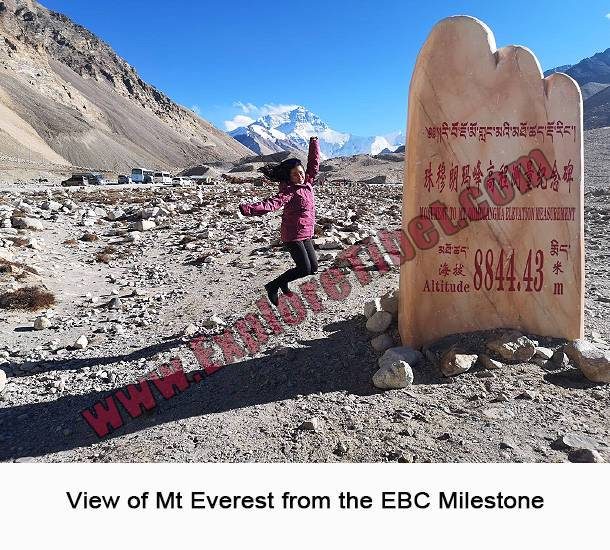 View of Mt Everest from its Base Camp in Tibet