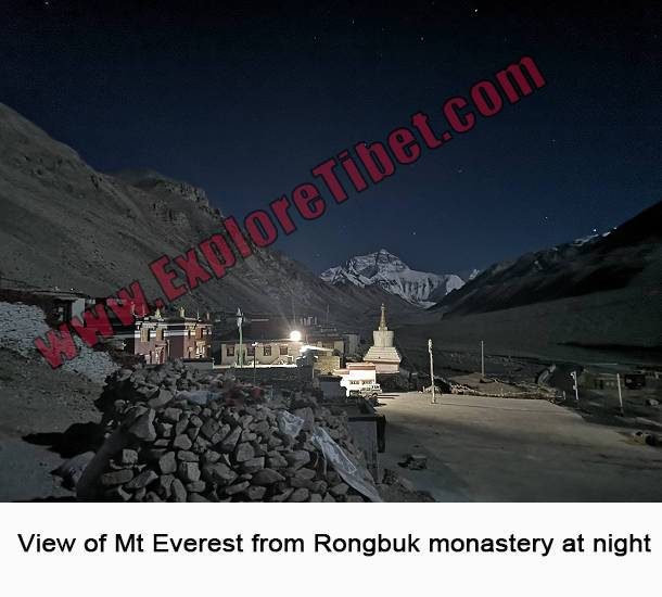 Night view of Mt Everest from the Rongbuk monastery