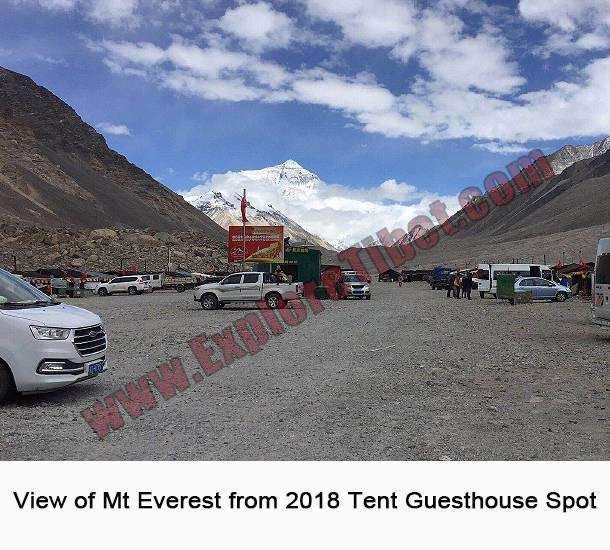 View of Mt Everest from the Tent Guesthouses at Tibet Everest Base Camp.