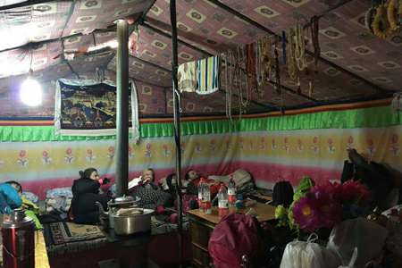 Tibet group tour at Everest ba<x>se camp tent guesthouse