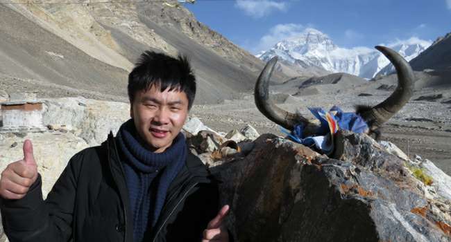 Rex at Everest Base Camp in Tibet