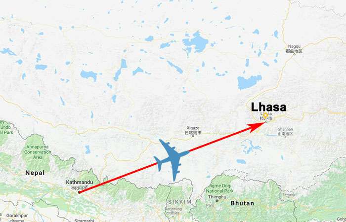 flight from Kathmandu to Lhasa