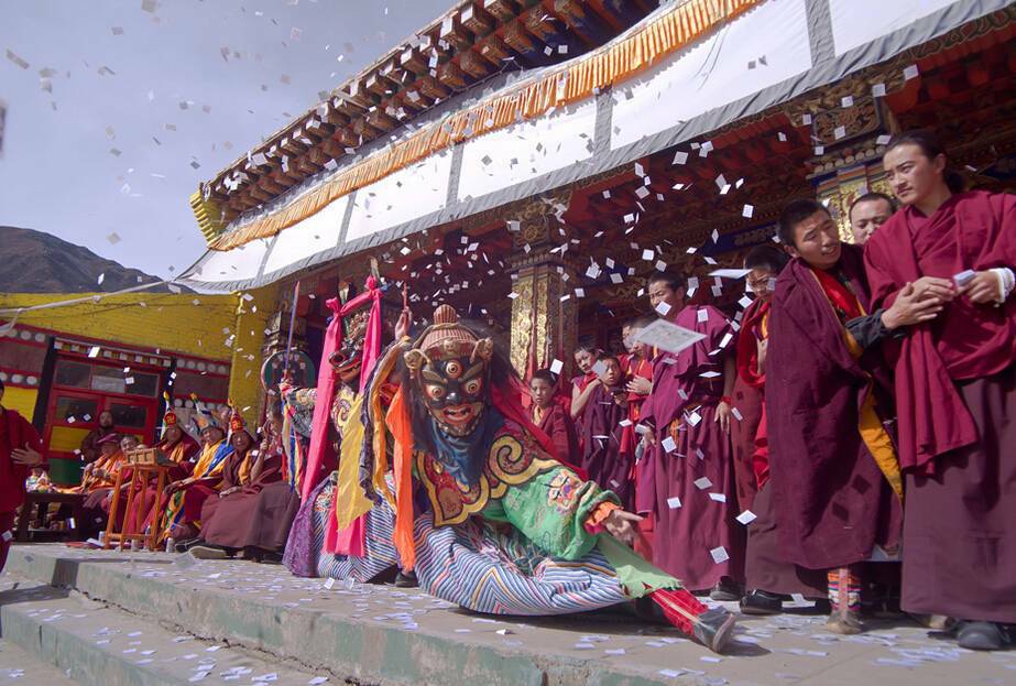 Bon religion ritual dance in Tibet