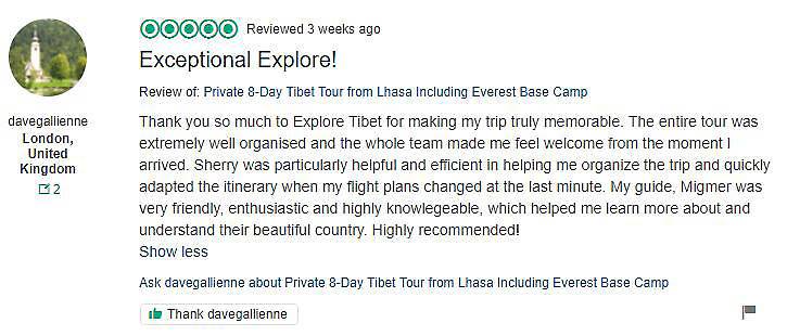 Explore Tibet Trip Advisor Review