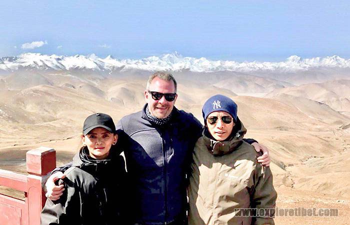 David with Explore Tibet Guide Migma and Driver Lobsang at Everest Base Camp