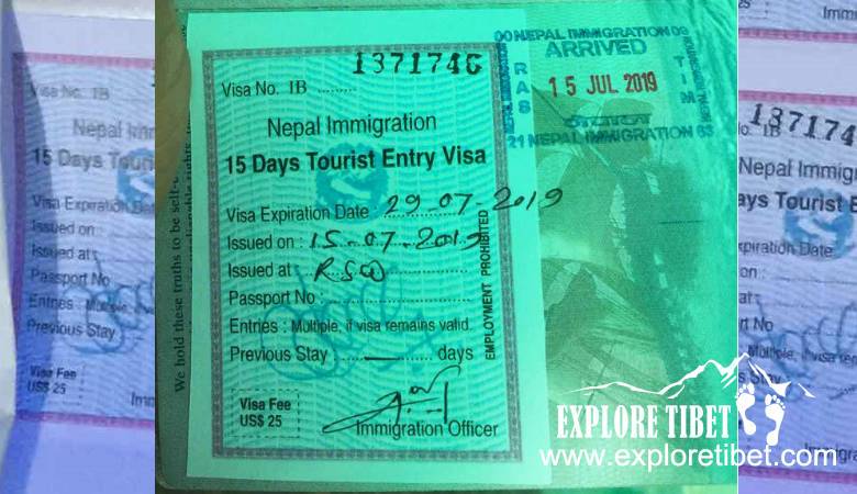 Nepalese Tourist visa at the arrival