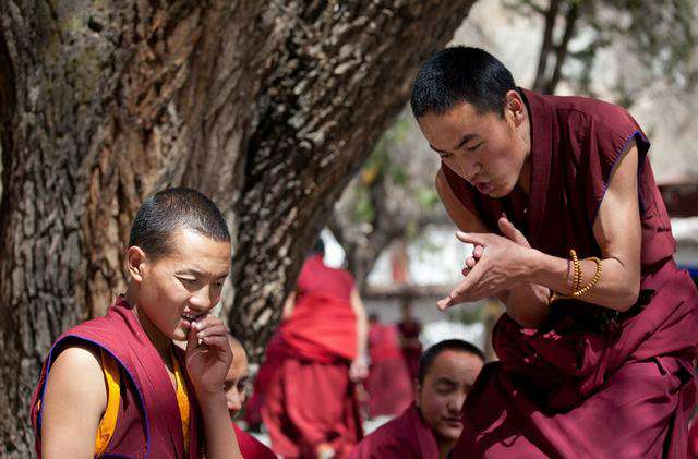 Monk debating at Sara Monastery