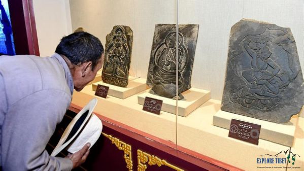 Stone carvings on display at the opening of the museum.