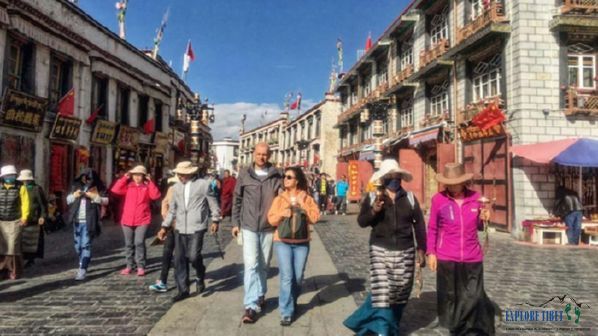 Barkhor Street in Lhasa, the ritual kora route around the famous Jokhang Temple.