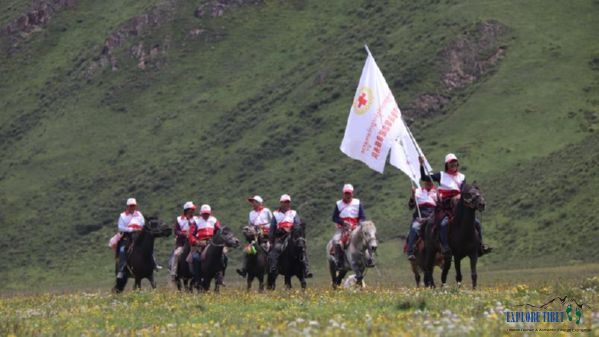 Red Cross Volunteers on horseback bring much-needed medical aid to the nomadic herders