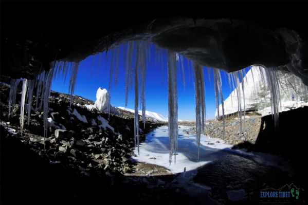 An ice-cave under the Purog Kangri Glacier in Northern Tibet