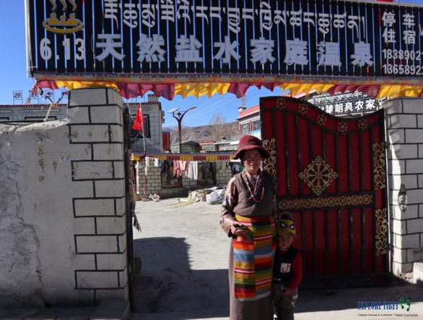 Chongdrol, a villager in Tibet's Shaitongmon County, operates a hot spring bath business