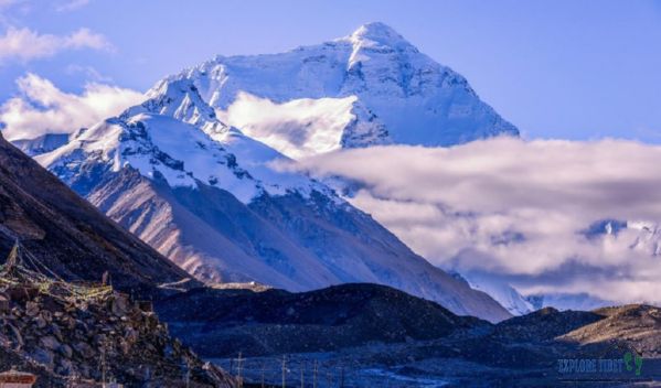 The North Face of Mount Everest, as seen from the Everest Base Camp and Rongbuk Monastery